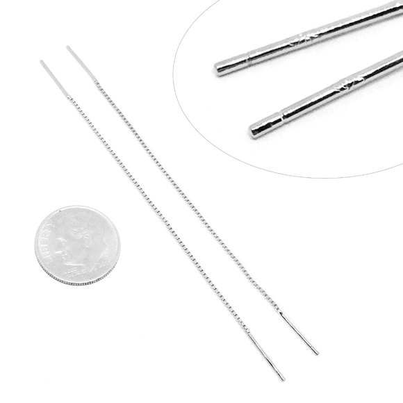 Earrings Mini Threader Chain Silver Plated - Picture 2 of 4